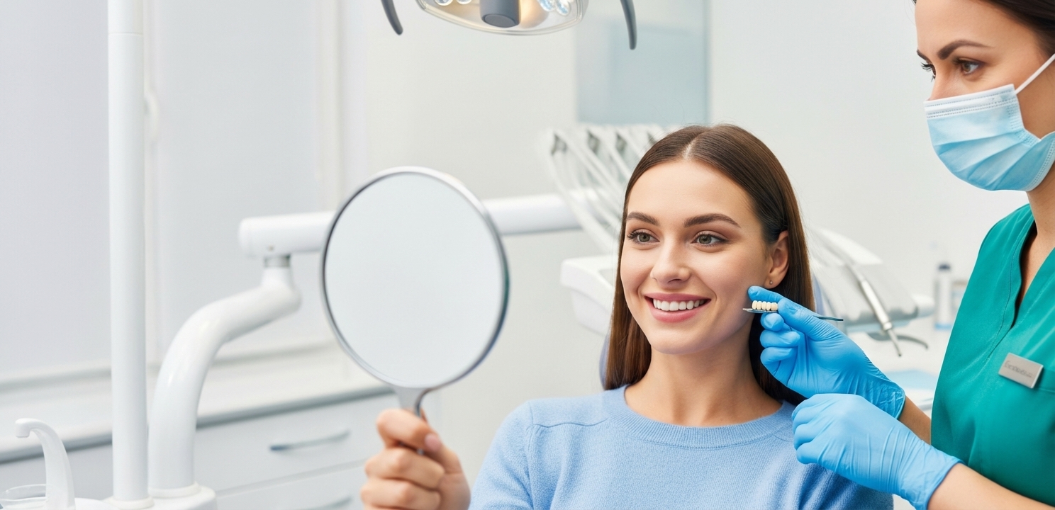 Nieuwe Tanden in 1 Week in Turkije worden zorgvuldig gecontroleerd tijdens de proefpassing.