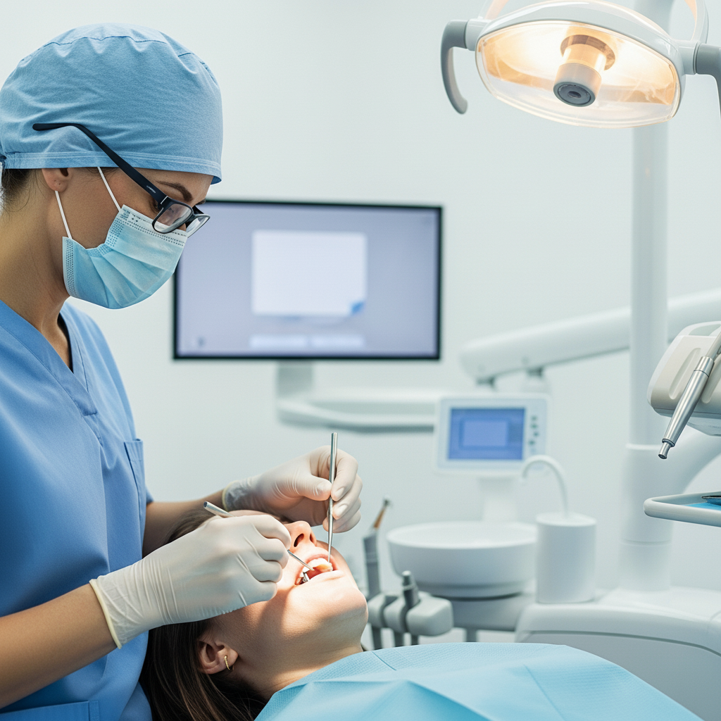 Tandimplantaten worden in een hypermoderne kliniek geplaatst tijdens de cruciale chirurgische eerste fase