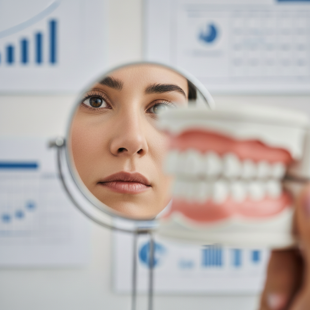 Tandartsverzekering Nederland: Een persoon overweegt zorgvuldig de toekomstige gebitsstatus en verwachtingen voor verzekering