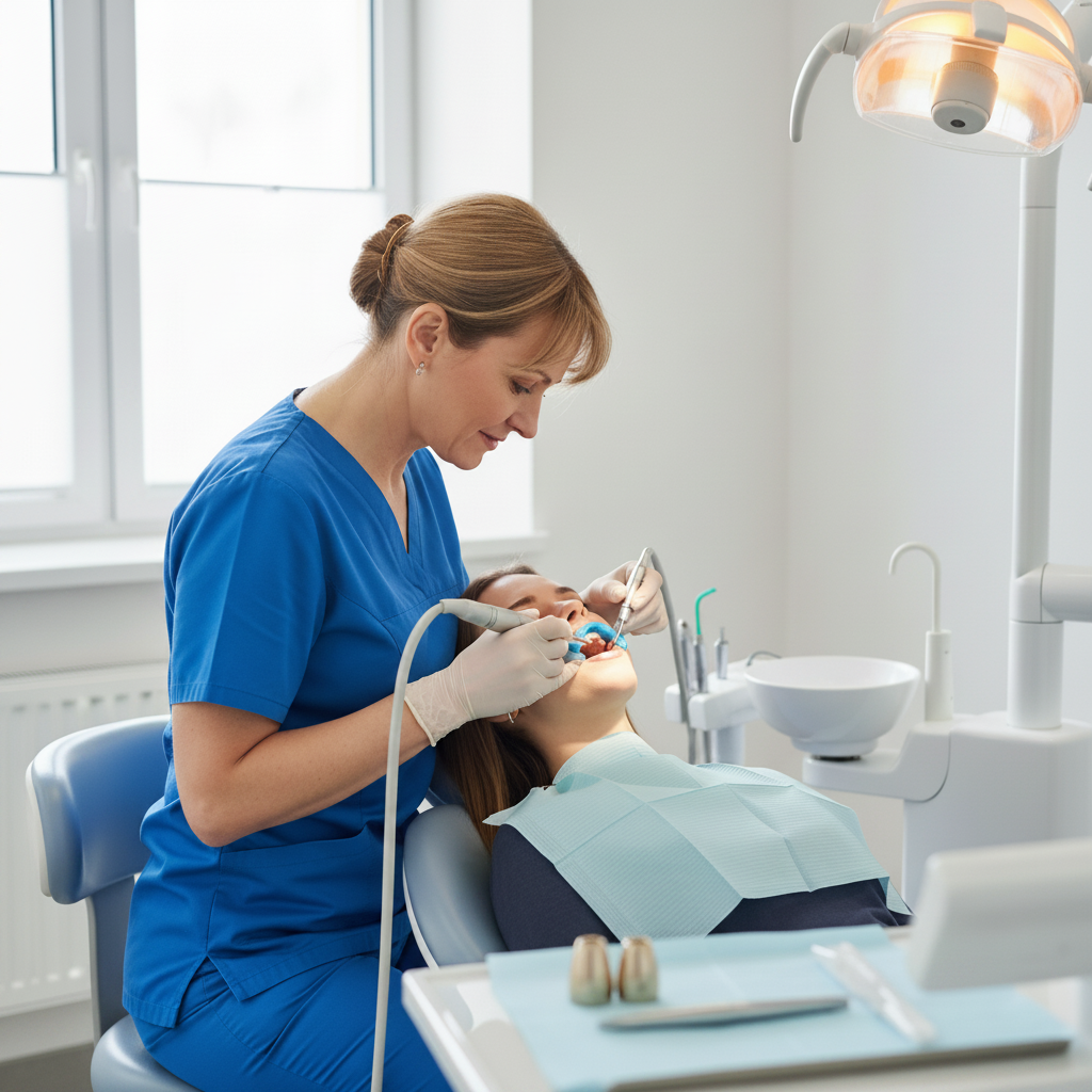 Plaatsing van tandkroon door professional Tandkroon Kosten omvatten de vakkundige procedure van het plaatsen van een kroon door de tandarts.